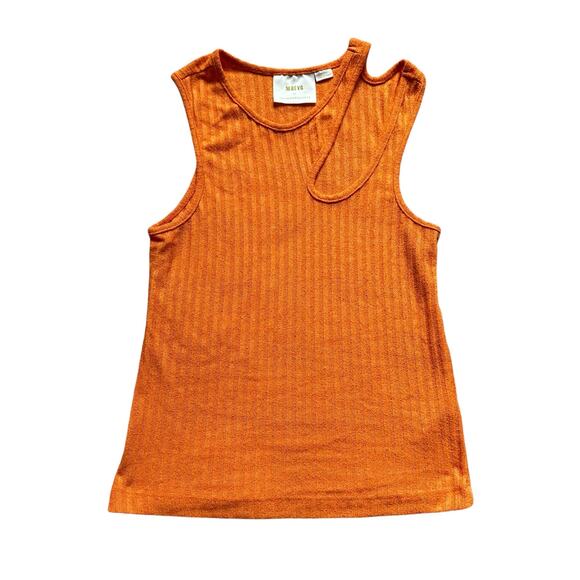 Maeve Anthropologie orange ribbed cut-out tank top size M - Picture 12 of 12